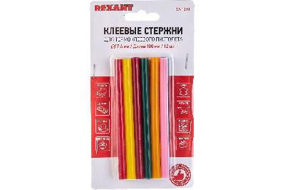 Стержни клеевые цветные, D=7 мм, 12шт/100 мм,  REXANT