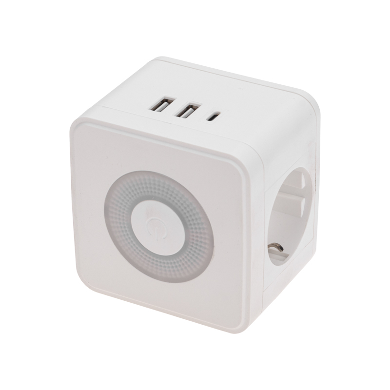 Двойник электрический с/з 2USB + USB Type-C, с подсветкой, Rexant