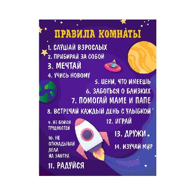 Картина-мотиватор Симфония 30*40 см Правила комнаты для мальчиков