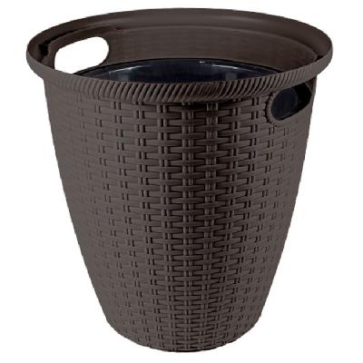 Горшок пластик с вкладкой Rattan D-38см H-38см V-16/30л горький шоколад