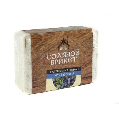 Брикет соляной для бани и сауны 1350г с травами Можжевельник Соляная баня