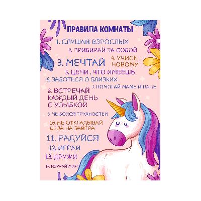 Картина-мотиватор Симфония 30*40 см Правила комнаты для девочек