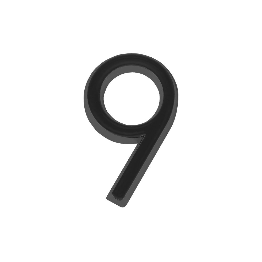 Номер дверной "9" черный ABS-пластик, основа клеевая FUARO