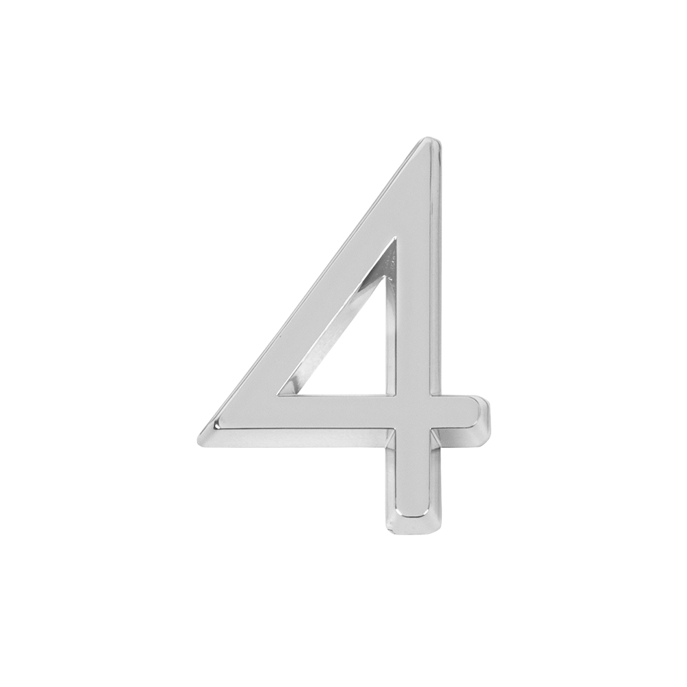 Номер дверной "4" хром ABS-пластик, основа клеевая FUARO