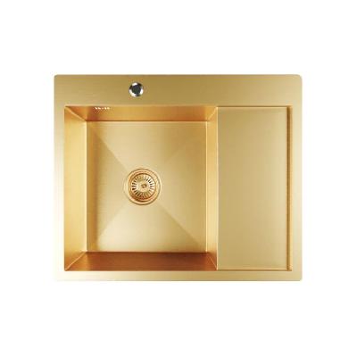 Мойка врезная Mixline 60*50 брашированная с сифоном золото L
