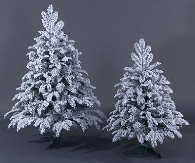 Елка искусственная настольная 70см Альпийская заснеженная ветки: литая + пленка ПВХ, материал подставки: пластик