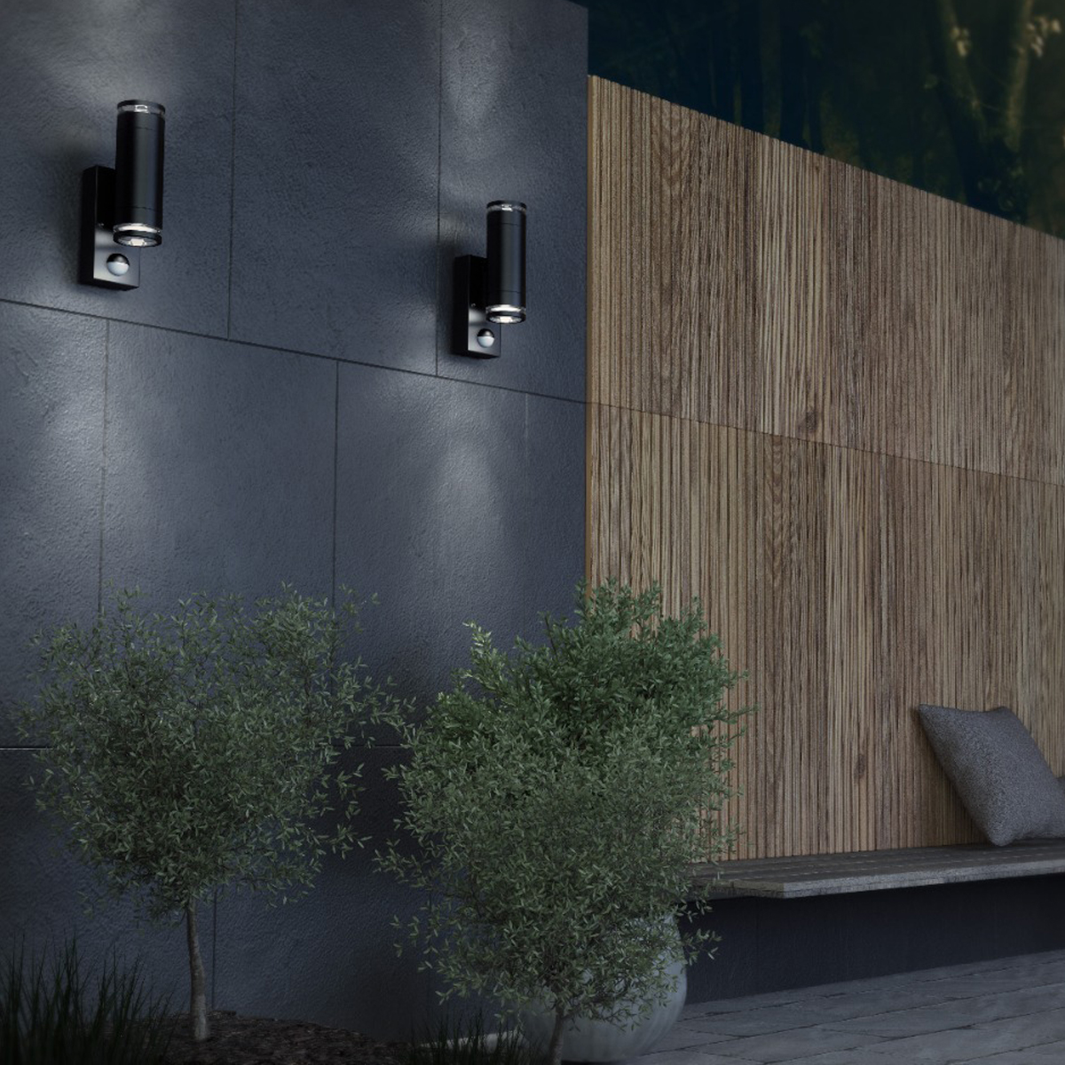 Светильник уличный настенный Odeon Light 6605/2W черный (датчик движения, датчик освещенности)