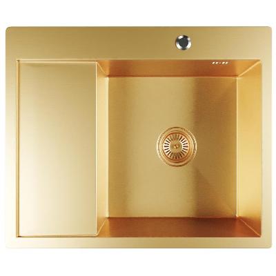 Мойка врезная Mixline 60*50 брашированная с сифоном золото R