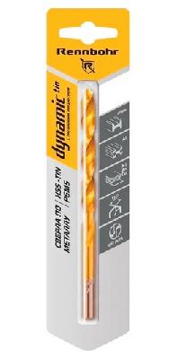 Сверло по металлу,  ЦХ, 9,5х125мм, HSS-TIN, Р6М5, 1шт/уп, RENNBOHR DYNAMIC-TIN CARD
