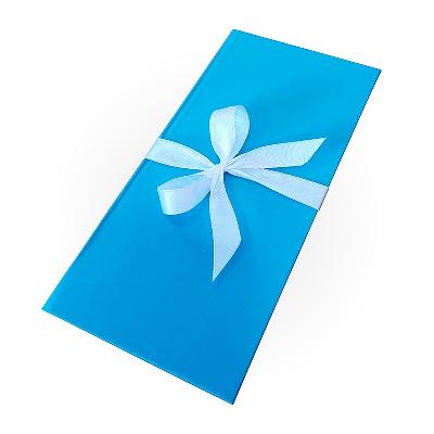 Коробка подарочная для денег РутаУпак 172*83*16 бирюзовый/белая лента с бантом