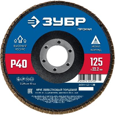 Круг шлифовальный (P40; 125х22.2 мм) Зубр