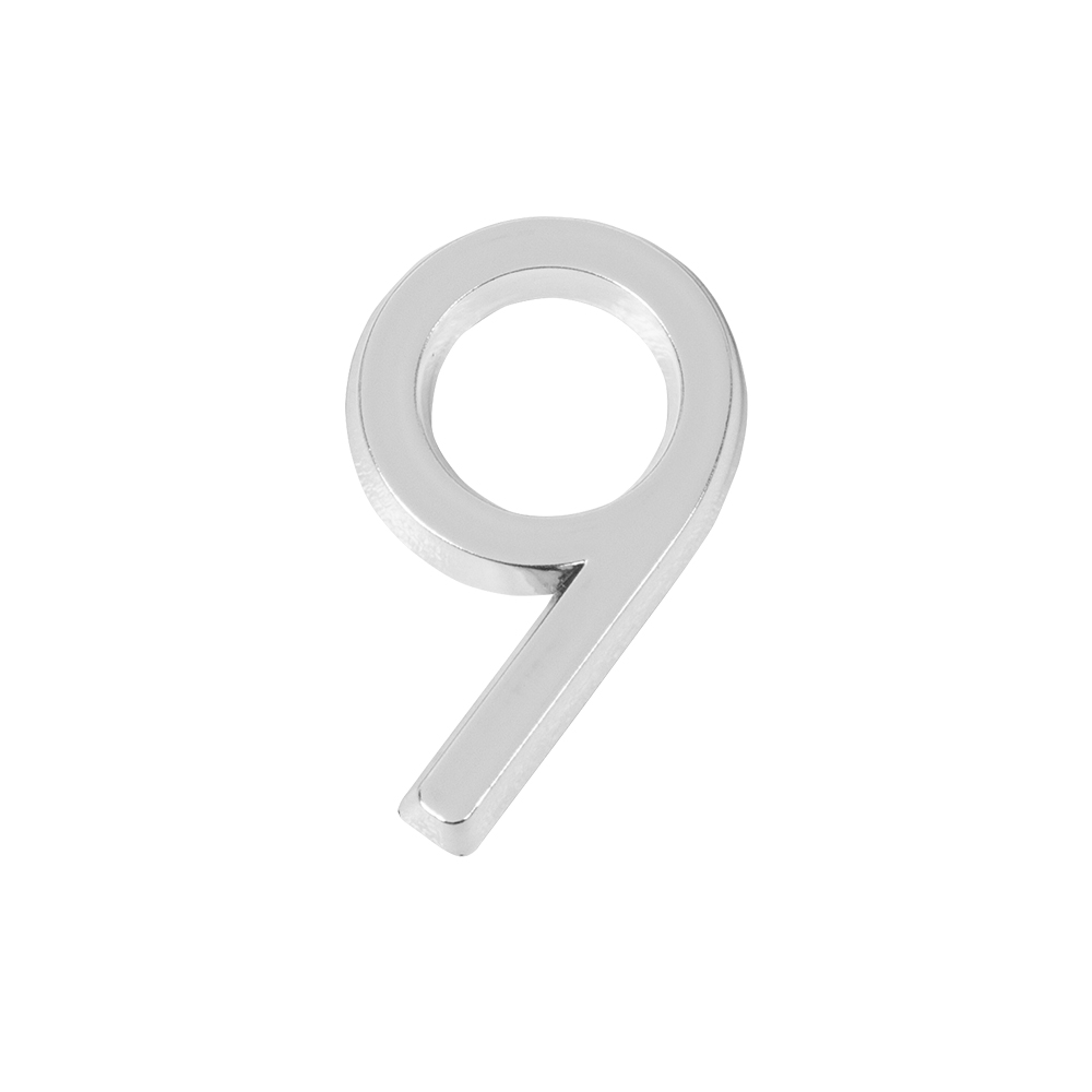 Номер дверной "9" хром ABS-пластик, основа клеевая FUARO