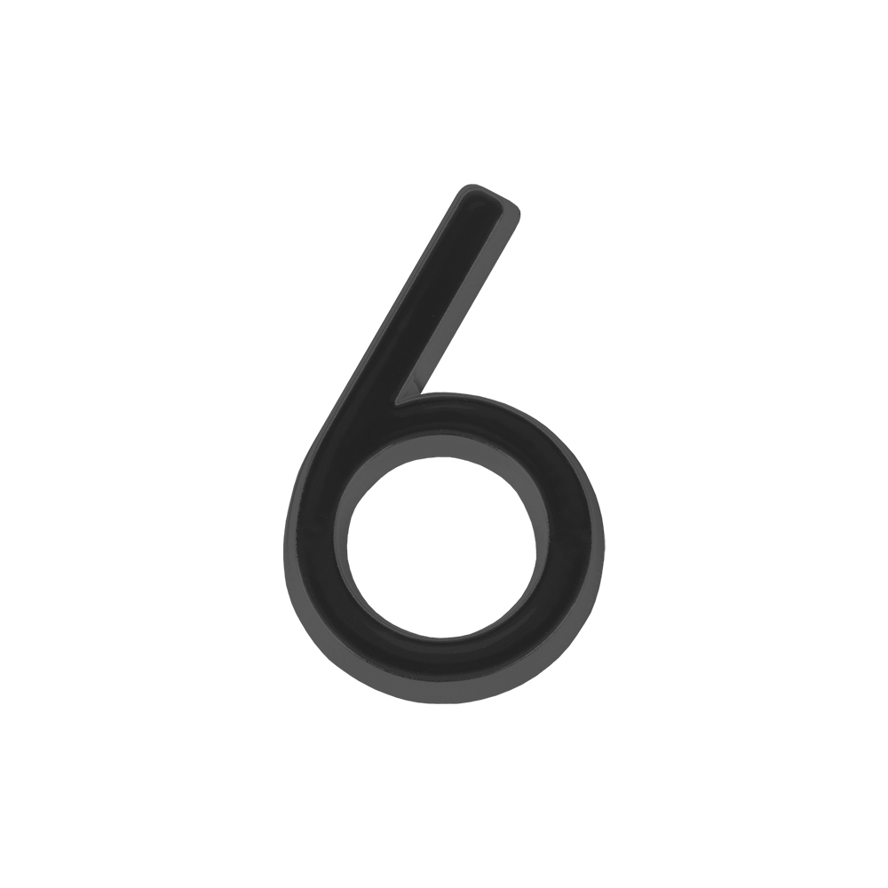 Номер дверной "6" черный ABS-пластик, основа клеевая FUARO