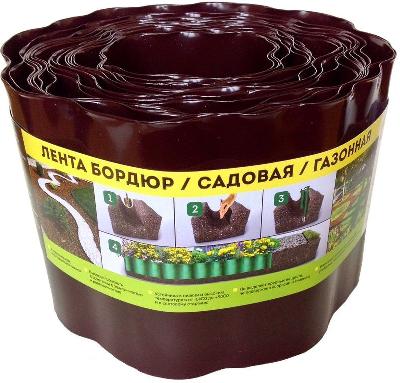 Лента бордюрная Волна 20см*9м коричневая