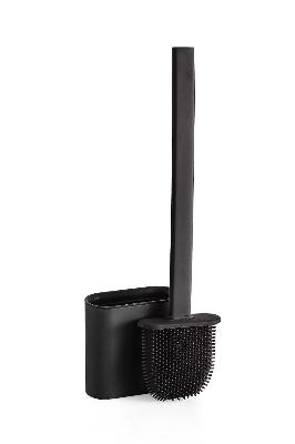 Ерш для туалета настенный Joy Home с плоской силиконовой щеткой черный