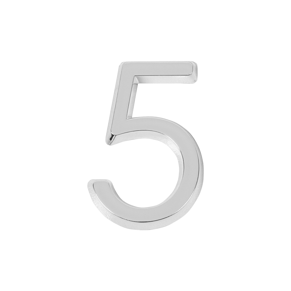 Номер дверной "5" хром ABS-пластик, основа клеевая FUARO