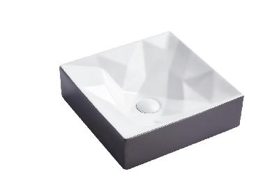Раковина накладная Bano A550-CDGRW-M 40,5*40,5*12 квадратная белый/серый