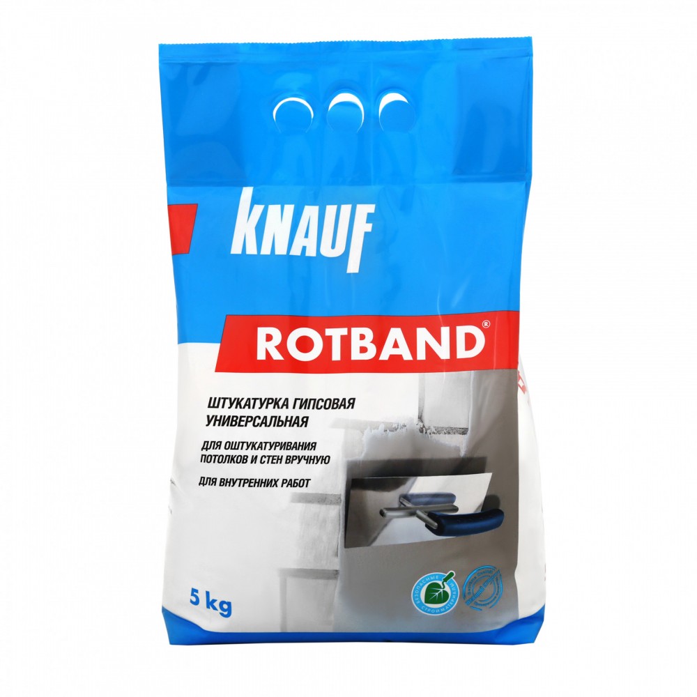 Штукатурка гипсовая Ротбанд, вн.раб., 5-50мм, 8,5кг/м2, 60С, 5кг, KNAUF (220)