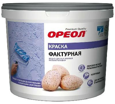 Краска фактурная водно-дисперсионная полиакриловая для нар и внутр работ белая 16кг "ОРЕОЛ"