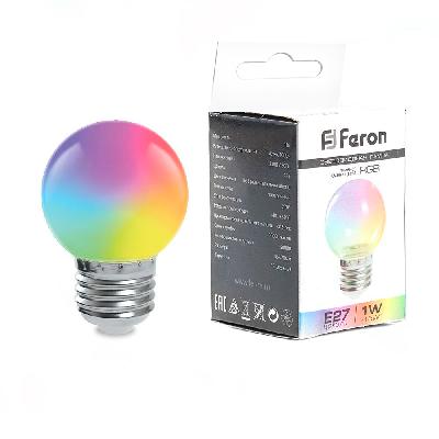 Лампа светодиодная шар 3W E27 RGB быстрая смена цвета 230В матовая Feron