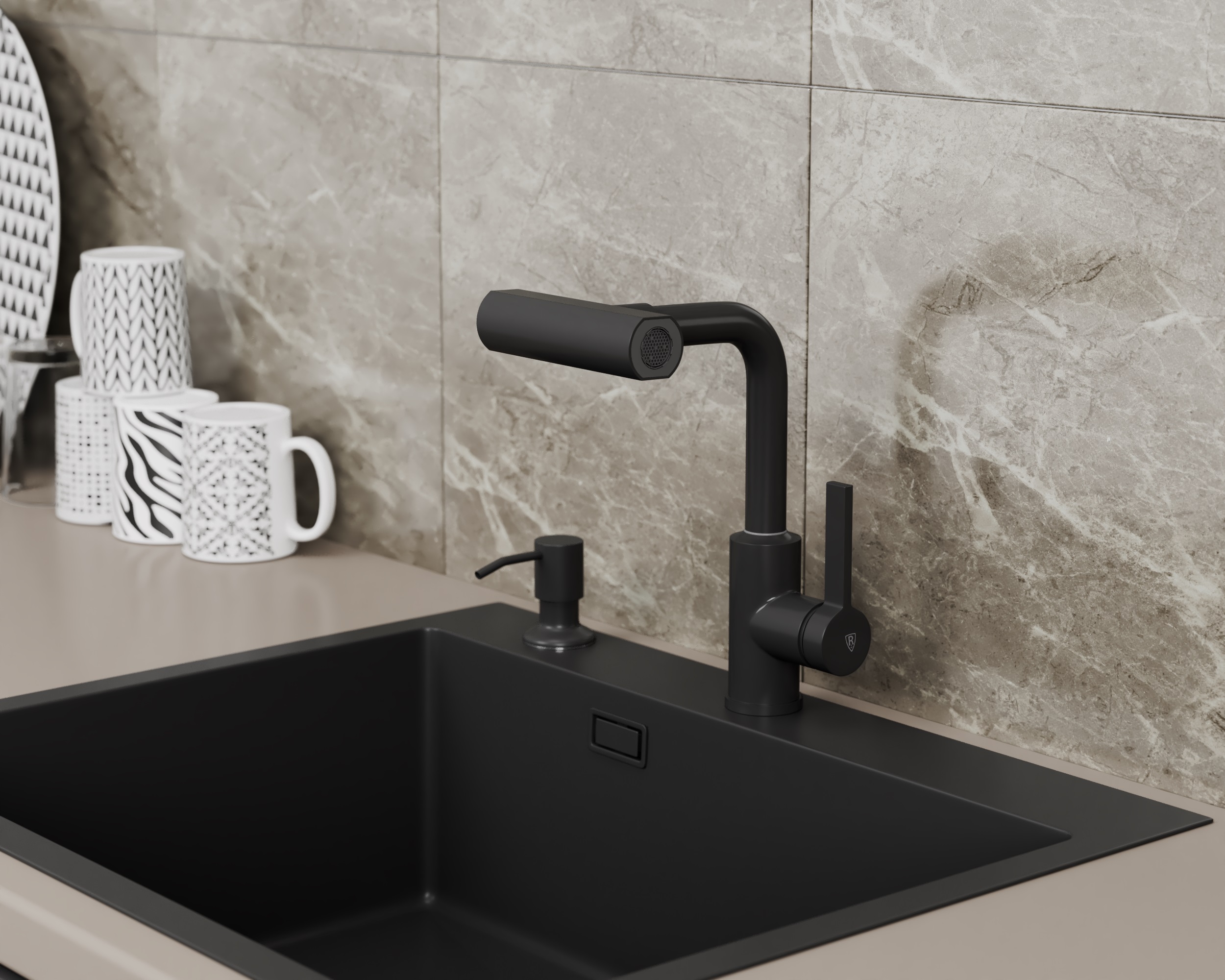 Смеситель для кухни однорычажный Rush Tinos TI3732-17Black черный
